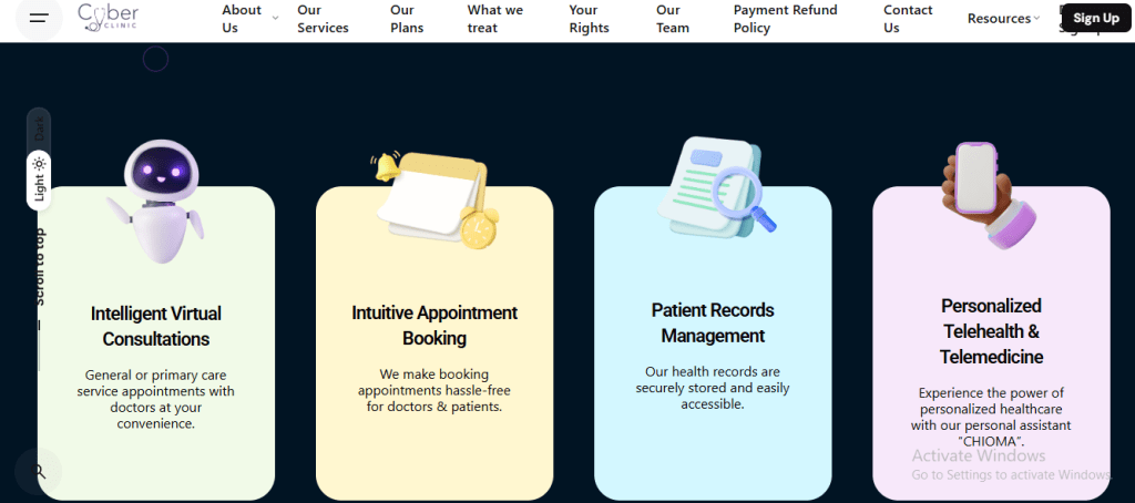 Services rendered on Mycyberclinic
